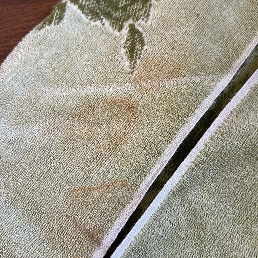 Vtg  Fieldcrest Green Floral Patterned Towel Cotton set/2 hand towels & one bath